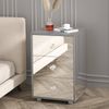 Ufurniture Mirrored Bedside Table 3 Drawers Nightstand Side Table Storage Cabinet for Bedroom