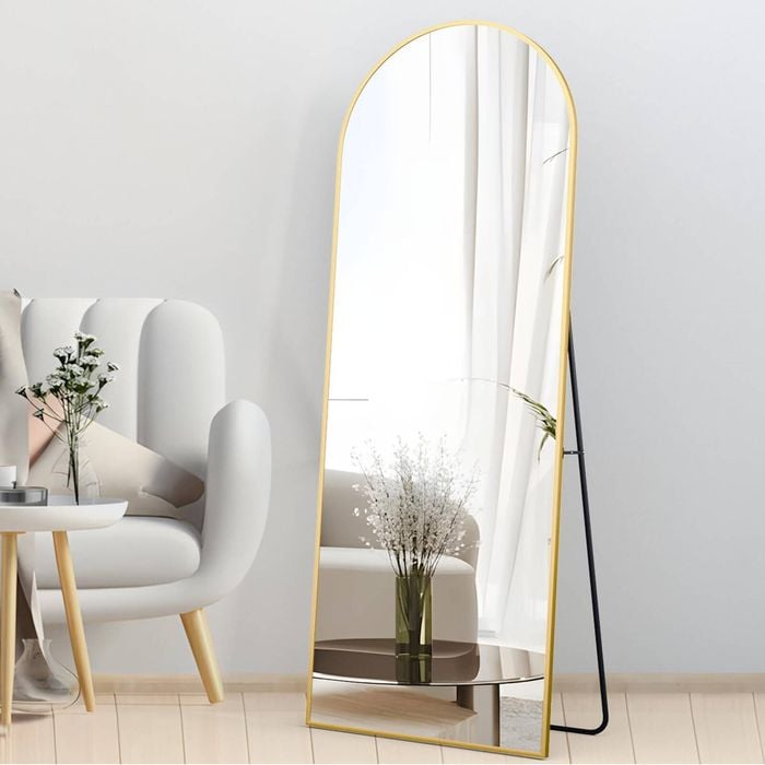 Oakory 162x53cm Arched Full Length Mirror Full Body Gold