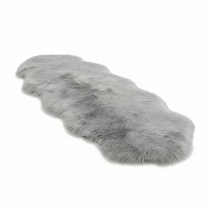 Soft Faux Sheepskin Fur Rug for Bedroom and Living Room - 2 x 5 Feet, Grey