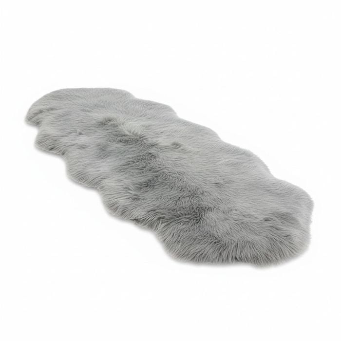 Soft Faux Sheepskin Fur Rug for Bedroom and Living Room - 2 x 5 Feet, Grey