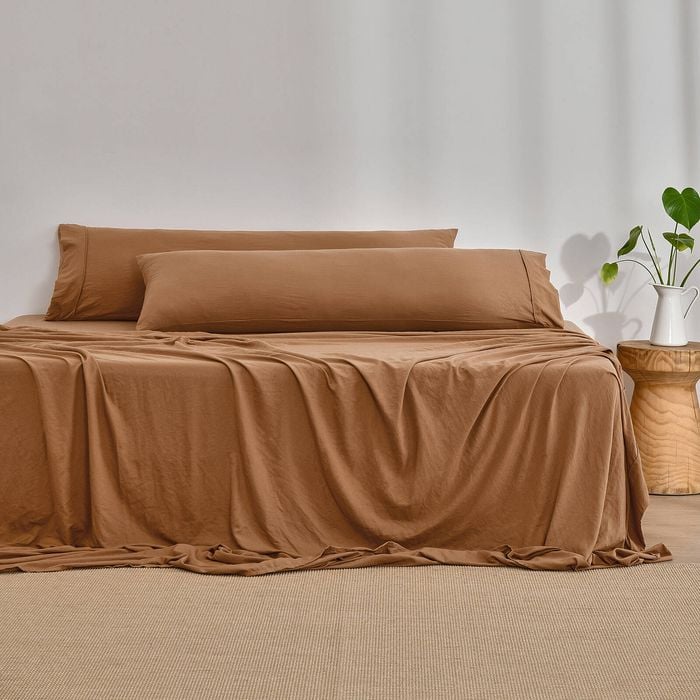 Dreamaker Superfine Washed Microfibre Body Pillowcase Twin Pack - Rust