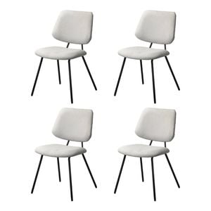 Oikiture 4x Dining Chair Vintage Retro Polyester Kitchen Padded Lounge White