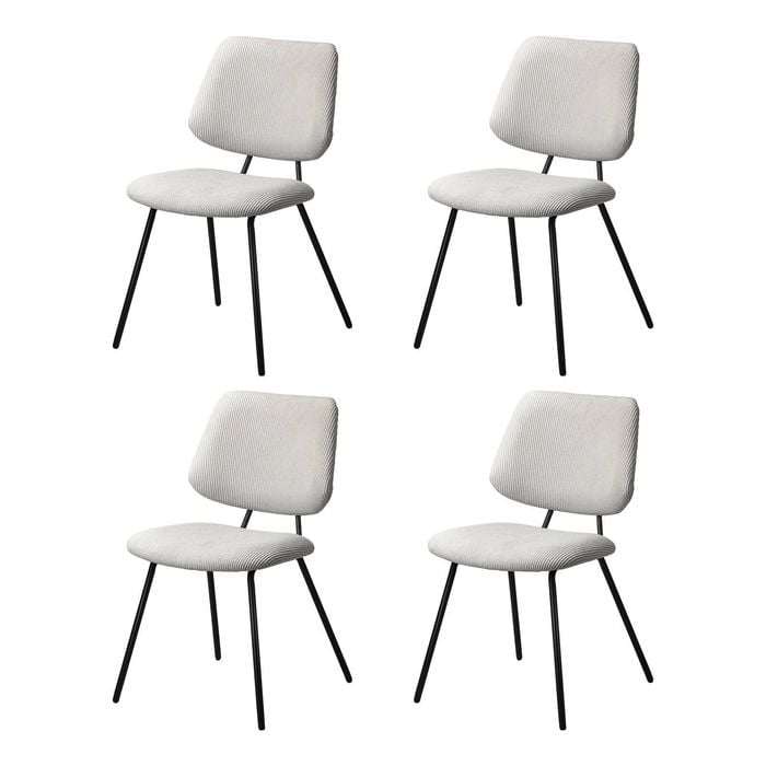 Oikiture 4x Dining Chair Vintage Retro Polyester Kitchen Padded Lounge White