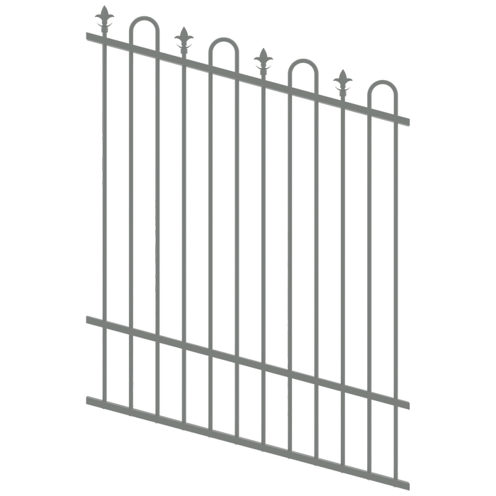 ProtectorAl 350 - 1200 x 1500mm Palladium Silver Raked Up to 15º Loop And Spear Top Pool Fence Panel
