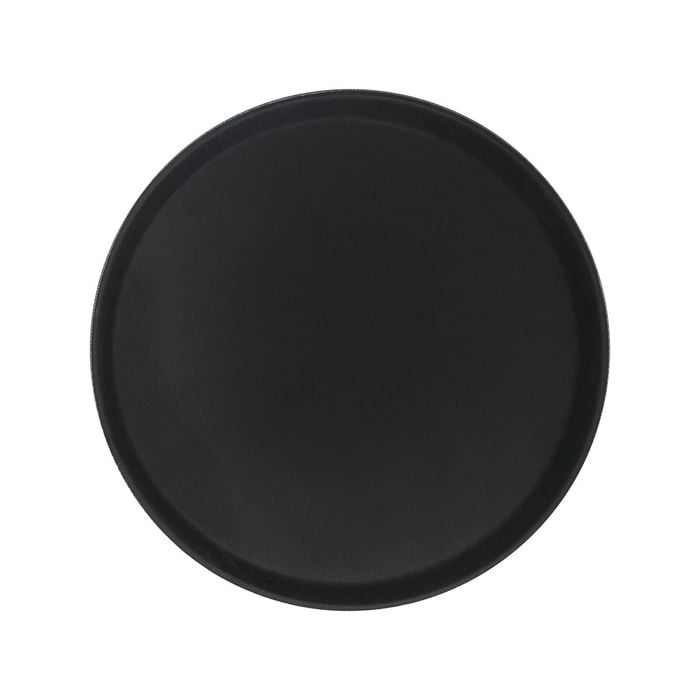 Argon Tableware Non Slip Round Black Serving Tray For Food And Drinks - 35cm
