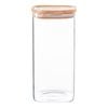Argon Tableware Glass Storage Jar With Airtight Wooden Lid - 1.5l - Square Cube Kitchen Storage Container Preserving Jars