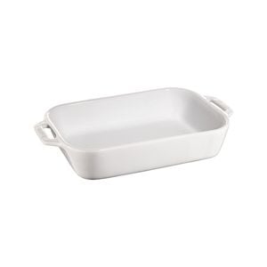 Staub Ceramic 27x20cm Gratin Dish Rectangular Oven Bakeware - White