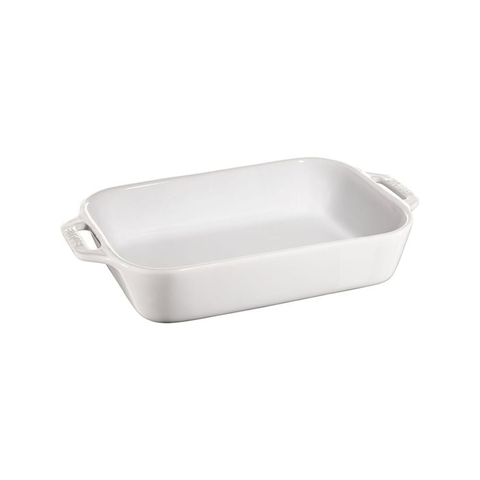 Staub Ceramic 27x20cm Gratin Dish Rectangular Oven Bakeware - White