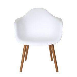 Sk Designer Living | Replica Eames Daw Hal Inspired Chair | Plastic & Walnut - White