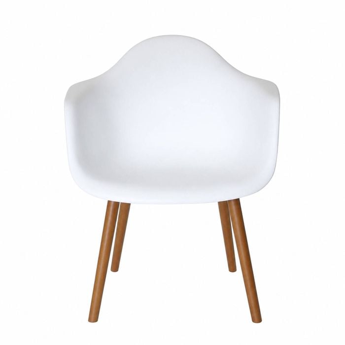 Sk Designer Living | Replica Eames Daw Hal Inspired Chair | Plastic & Walnut - White