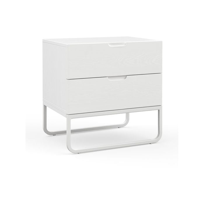 Dante 55cm White Oak 2 Drawer Bedside Table