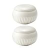 2pk Ecology Ritual Rippled Porcelain Small Lid Pot Frost Off White 7x9.5cm