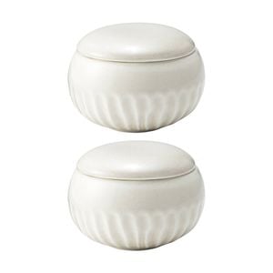 2pk Ecology Ritual Rippled Porcelain Small Lid Pot Frost Off White 7x9.5cm