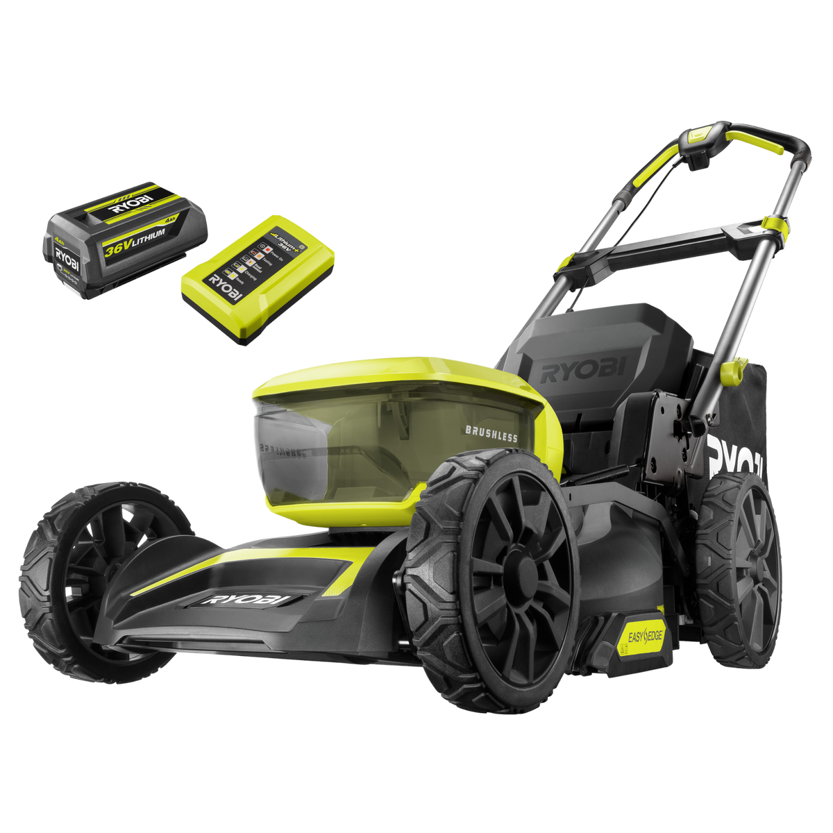 Ryobi 36V Brushless 46cm Lawn Mower 4.0Ah Kit - Bunnings Australia