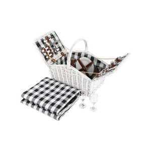 Alfresco 2 Person Picnic Basket Set Willow Vintage Baskets Insulated Blanket Bag