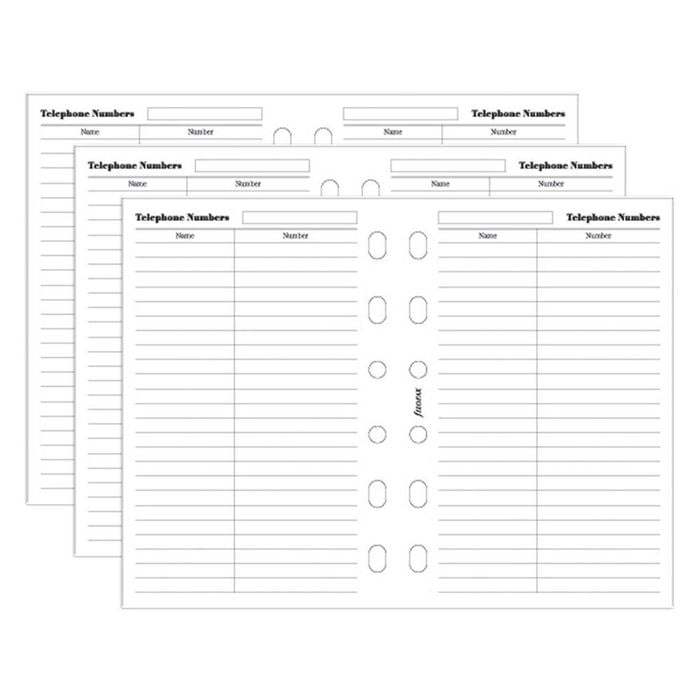 3x 20pc Filofax Pocket 12cm Name/telephone Number Refill Organiser Paper Inserts