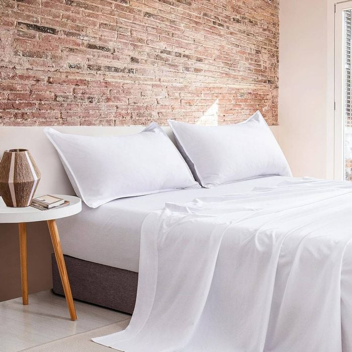 CleverPolly Vintage Washed Microfibre Sheet Set - White - King
