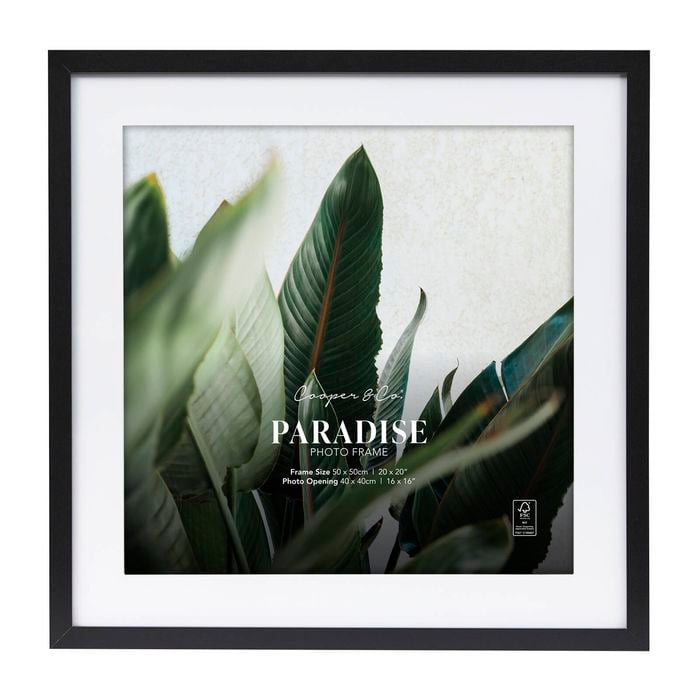 Cooper & Co. 50x50cm Mat to 40x40cm Premium Paradise Wooden Photo Frame Black