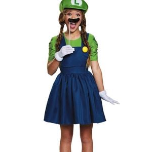 Licensed Teen Girls Super Mario Luigi Costume - Teen