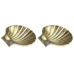 2PK LVD Aluminum Classic Shell Brass Trinket Dish 12x10cm - Gold