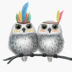 P&P Wise Owls Canvas Print - Elegant Wall Art for Living Room, Bedroom & Office Décor 50x50cm