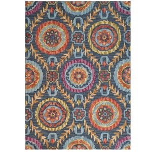 Designer Handmade Wool Rug-Vine 6266-Smoke/Blue-110x160cm