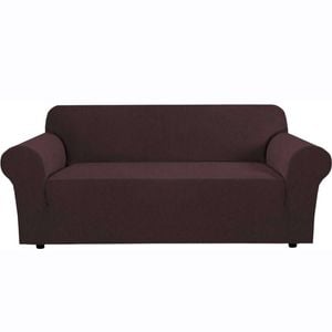Smarcute 3 Seater High Stretch Jacquqard Textured Sofa Cover Brown