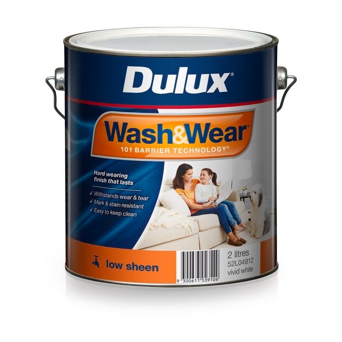 Dulux 2L Interior Paint Wash&Wear Low Sheen Vivid White
