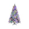 Costway 1.8M Pre-Lit Flocked Christmas Tree 240 Colorful LEDs Xmas Tree w/Pine Cones