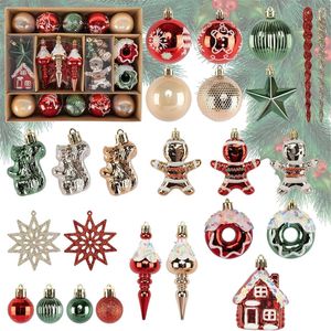 Catzon 45 Pcs Christmas Ornaments Shatterproof Gingerbread Man Snowflake Balls for Holiday
