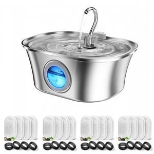 YES4PETS 3.2L Automatic Electric Pet Water Fountain Dispenser Dog Cat Stainless Steel 17x Filters