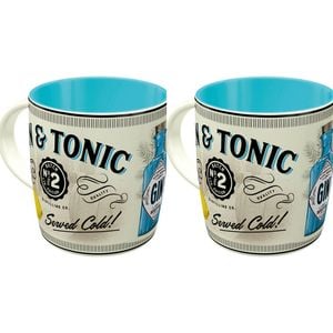 2PK Nostalgic-Art Ceramic Mug Gin & Tonic Served Cold 9x9cm - White