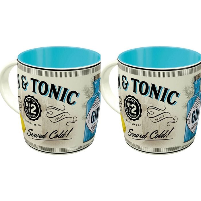 2PK Nostalgic-Art Ceramic Mug Gin & Tonic Served Cold 9x9cm - White
