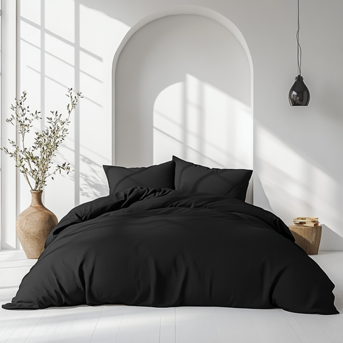 Queen Bed Quilt Cover Set - Black - Bunnings Australia
