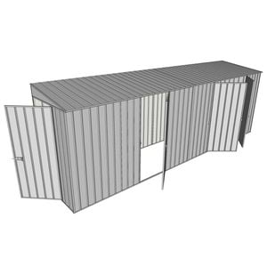 Build-A-Shed 1.2 x 6.0 x 2.0m Skillion Single with Double Hinged Side Doors Shed - Zinc