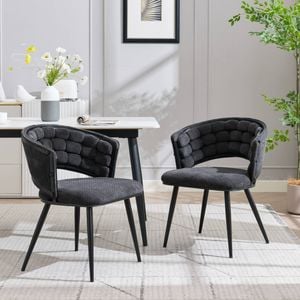 Homfurn Dining Chairs Set Of 2, Velvet Dining Chair With Curved Open Back, Upholstered Accent Chair For Dining Room (Dark Blue)