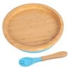 Tiny Dining Bamboo Round Baby Weaning Plate & Fork Set