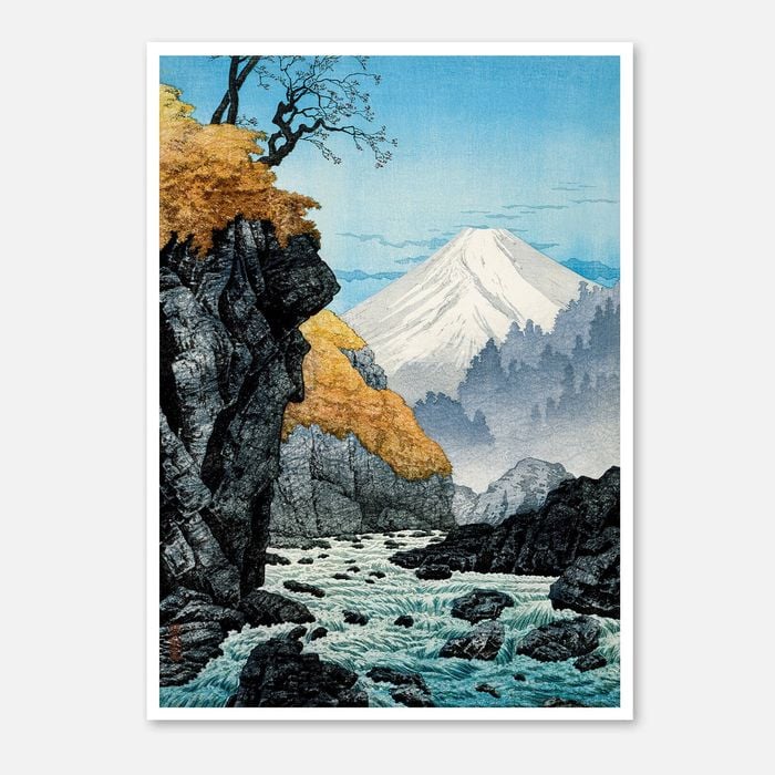 Galrie Stunning Scenic Mountain River Ukiyo-e Art Print for Home Decor, Poster Only, 50 x 70cm (20 x 28inch)