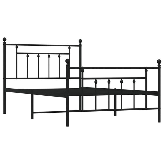vidaXL Bed Frame King Single Size Bed with Headboard Footboard Metal Black
