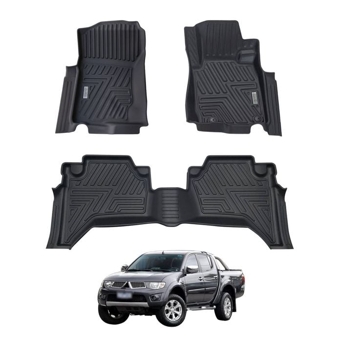 AUSGO Car Floor Mats for Mitsubishi Triton ML MN Series Dual Cab 2006-2015 All-Weather Floor Liners