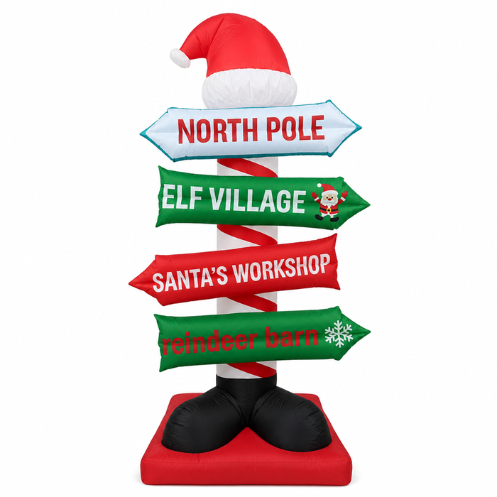SplendidLiving 9FT Christmas Inflatable North Pole Sign Santa Hat Lighted Outdoor Yard Blow Up Decor