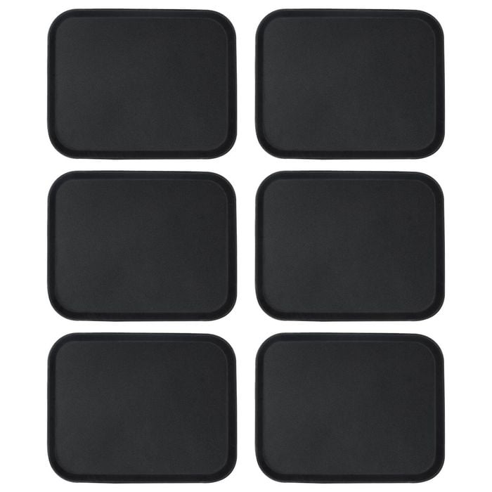 Argon Tableware 6x Rectangular Serving Trays - 45.5 X 35.5cm - Reusable Non Slip Stackable Rubberized Food Drinks Platter Tray