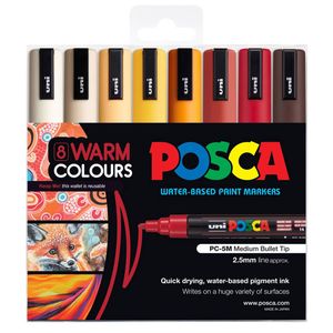 Uni PC5M Marker (Wallet of 8) (Warm Colours)