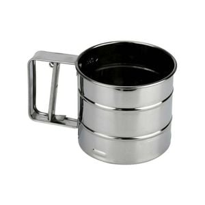 Mesh Flour Sifter Baking Icing Sieve Strainer Cup Sugar Shaker Mechanical Metal - Silver | 9.5 x 10cm | Stainless Steel