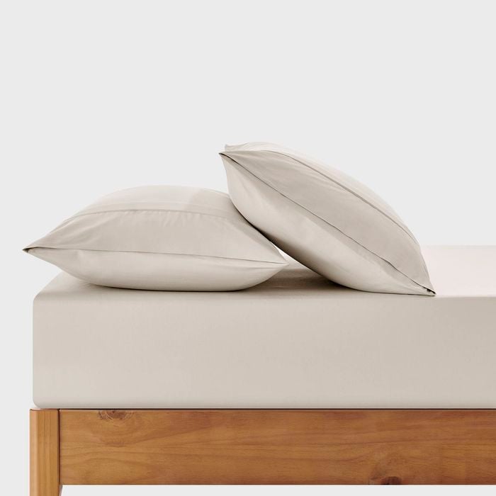 Dreamaker 400TC Premium Cotton Sateen Fitted Sheet Set Oatmeal Double Bed
