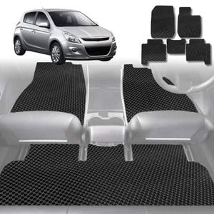 6D Diamond Car Floor Mats for Hyundai i20 2008-2015-Full Set-Black-Outback GT