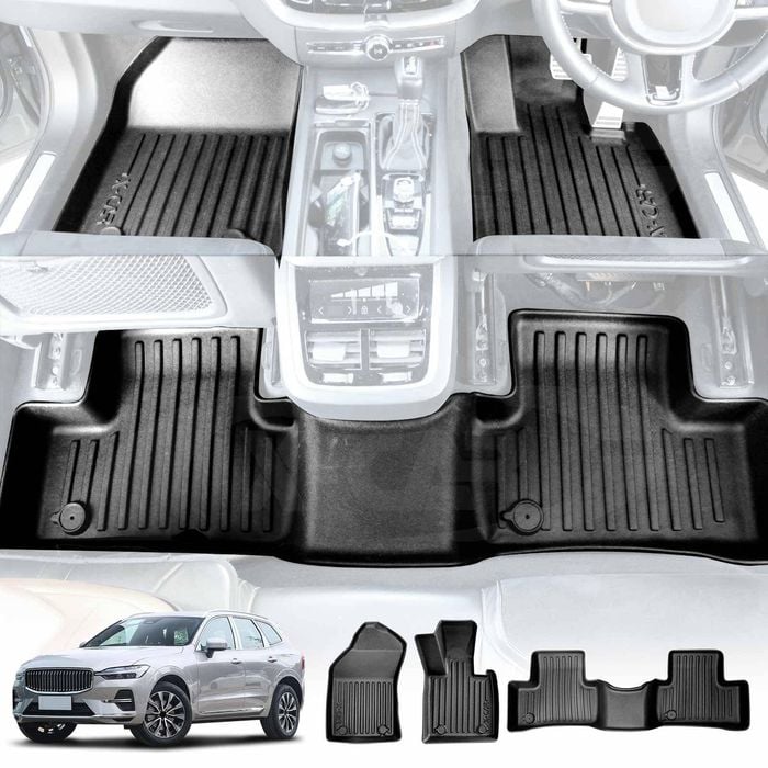 3D All-Weather Floor Mats for Volvo XC60 2017-Onwards Customized Floor Liners Full Set Carpet