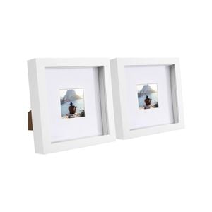 Nicola Spring 6" x 6" White 3D Box Photo Frames - 2" x 2" Mount - Pack of 2