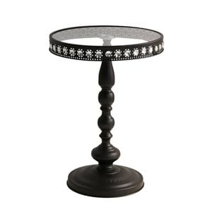 Lifebay Corner Table Round Minimalist Side Table (Black + Lace)