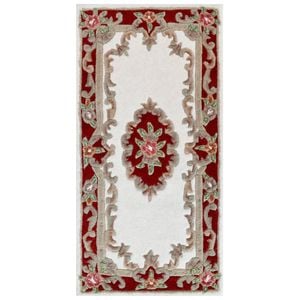 Traditional Handmade Wool Rug-Avolon-Ivory/Red-60X120cm